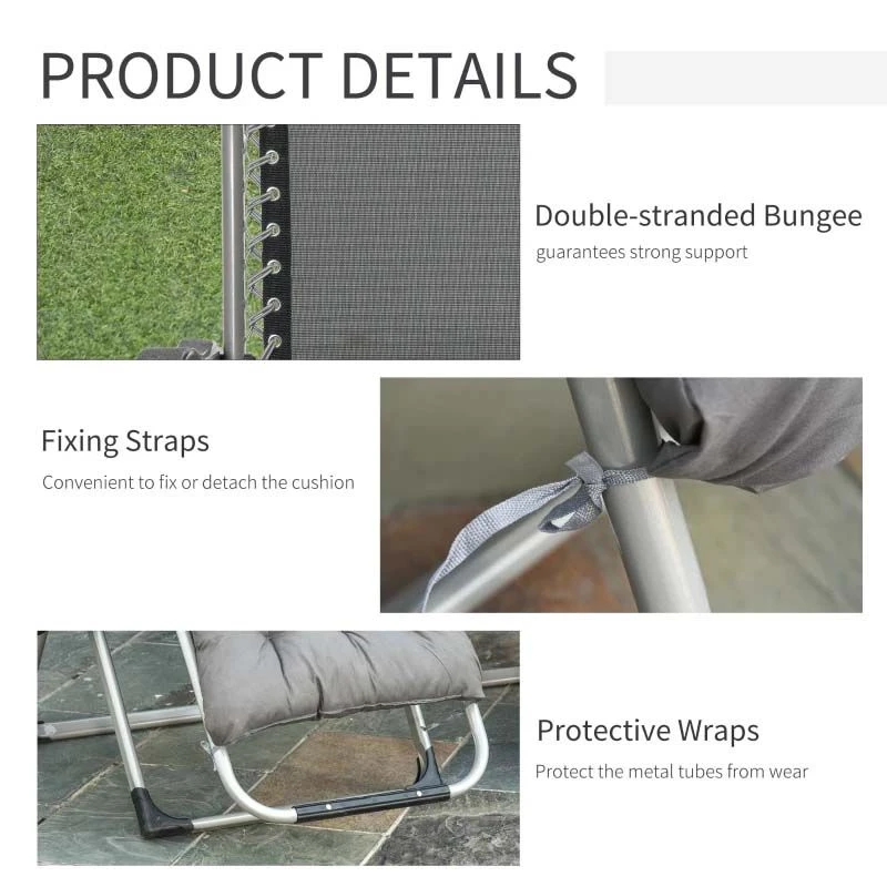 Outsunny 2-Piece Reclining Sun Lounger Set - Grey - 84B-536V70 - Image 5