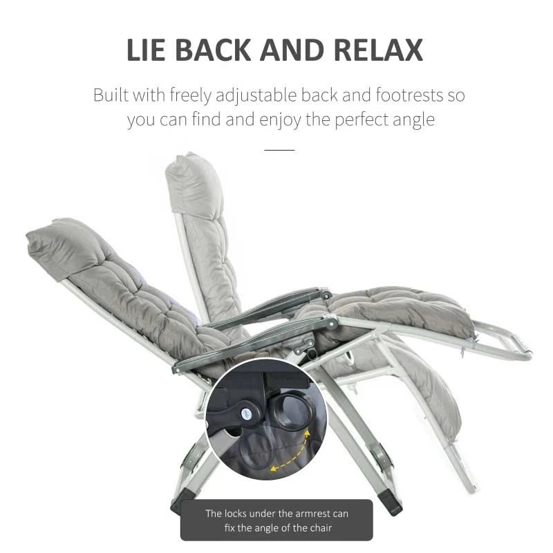 Outsunny 2-Piece Reclining Sun Lounger Set - Grey - 84B-536V70 - Image 6