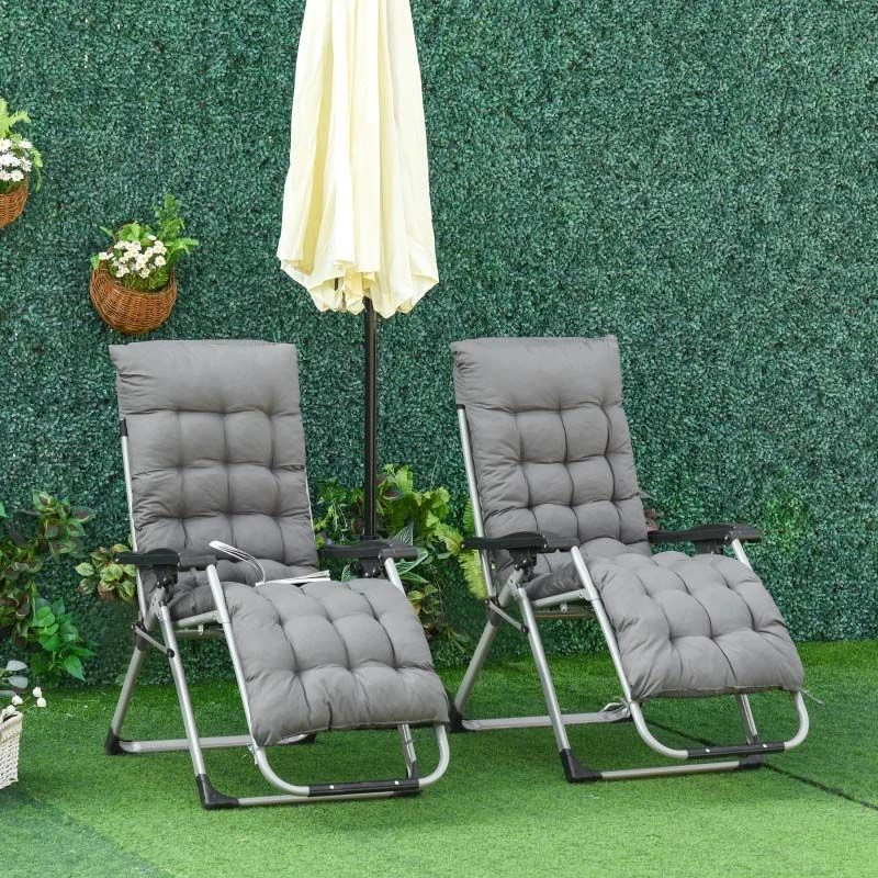 Outsunny 2-Piece Reclining Sun Lounger Set - Grey - 84B-536V70 - Image 10