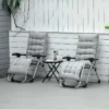 Outsunny 2-Piece Reclining Sun Lounger Set - Grey - 84B-536V70LG