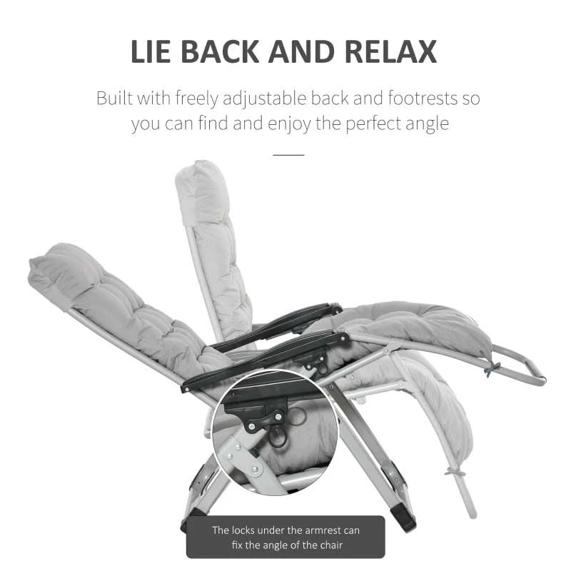 Outsunny 2-Piece Reclining Sun Lounger Set - Grey - 84B-536V70LG - Image 4