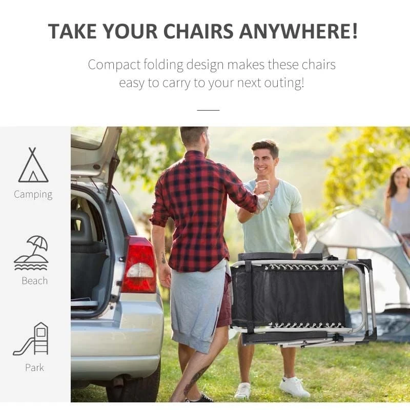 Outsunny 2-Piece Reclining Sun Lounger Set - Grey - 84B-536V70LG - Image 5