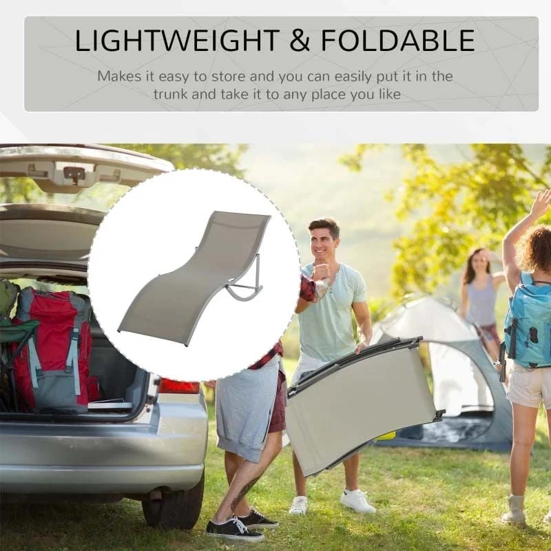 Outsunny 2 Piece Sun Lounger Set - Khaki - 84B-540CF - Image 6