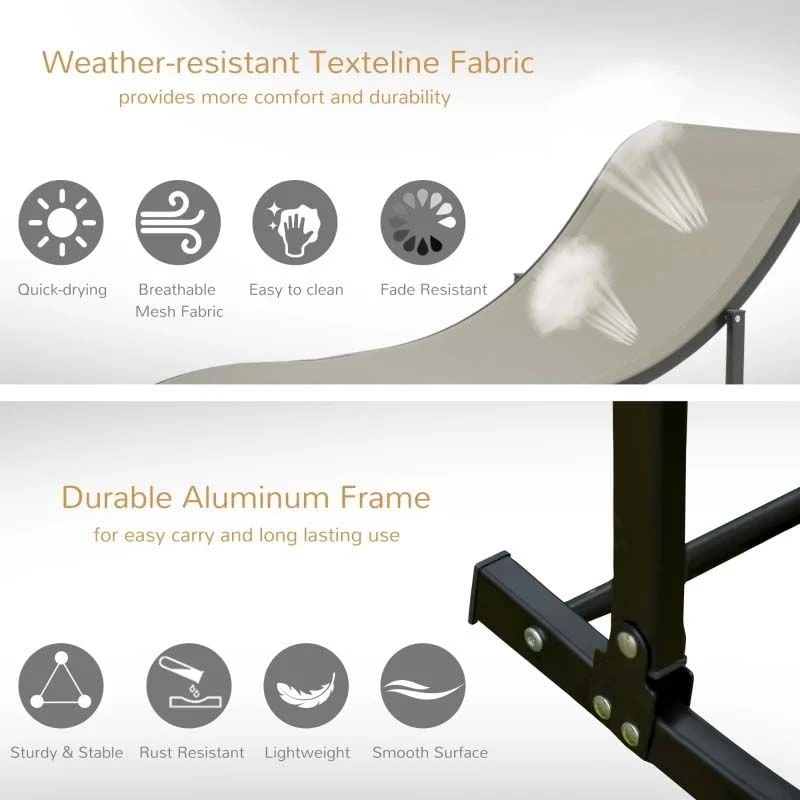 Outsunny 2 Piece Sun Lounger Set - Khaki - 84B-540CF - Image 7