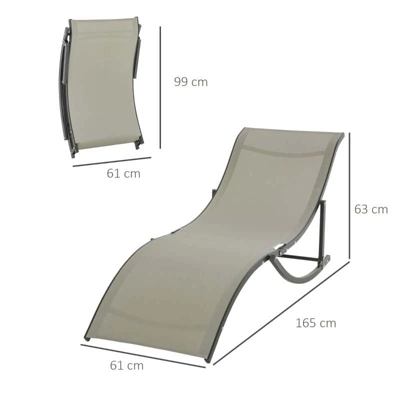 Outsunny 2 Piece Sun Lounger Set - Khaki - 84B-540CF - Image 3