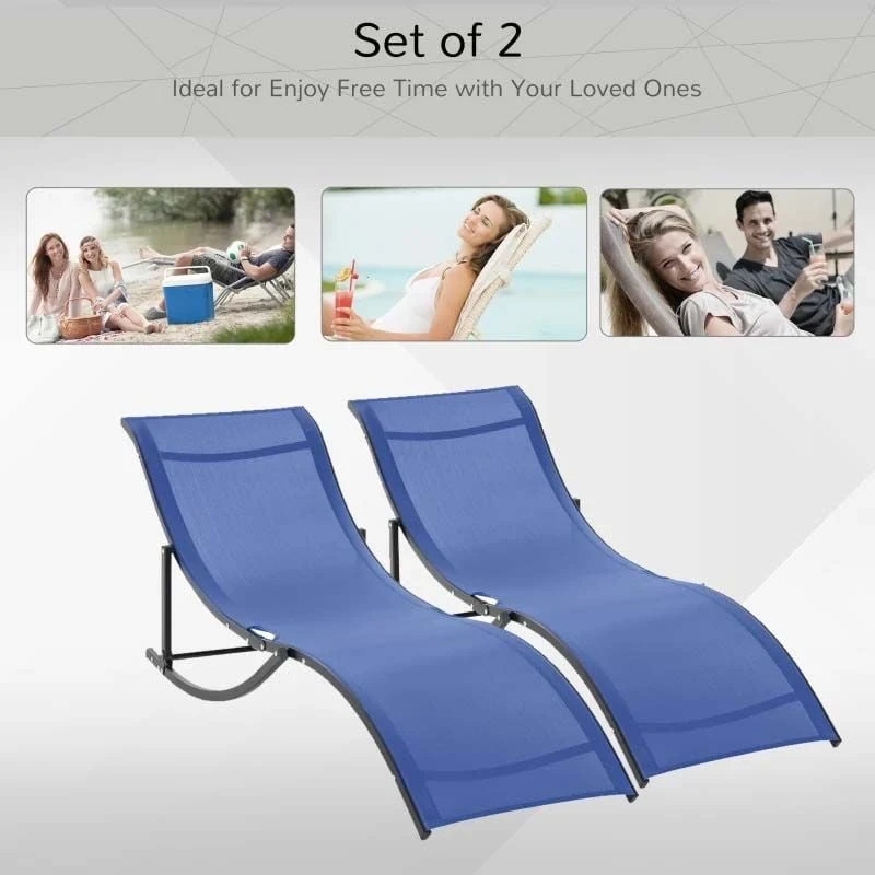 Outsunny 2 Piece Sun Lounger Set - Blue - 84B-540NU - Image 4