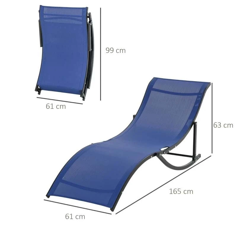 Outsunny 2 Piece Sun Lounger Set - Blue - 84B-540NU - Image 3