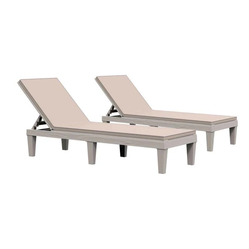 Outsunny 2 Piece Reclining Sun Lounger Set - Khaki - 84B-548V70 - Image 2