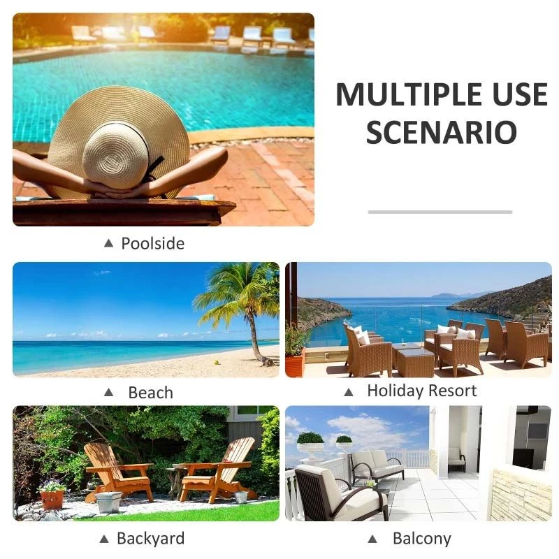 Outsunny 2 Piece Reclining Sun Lounger Set - Khaki - 84B-548V70 - Image 6