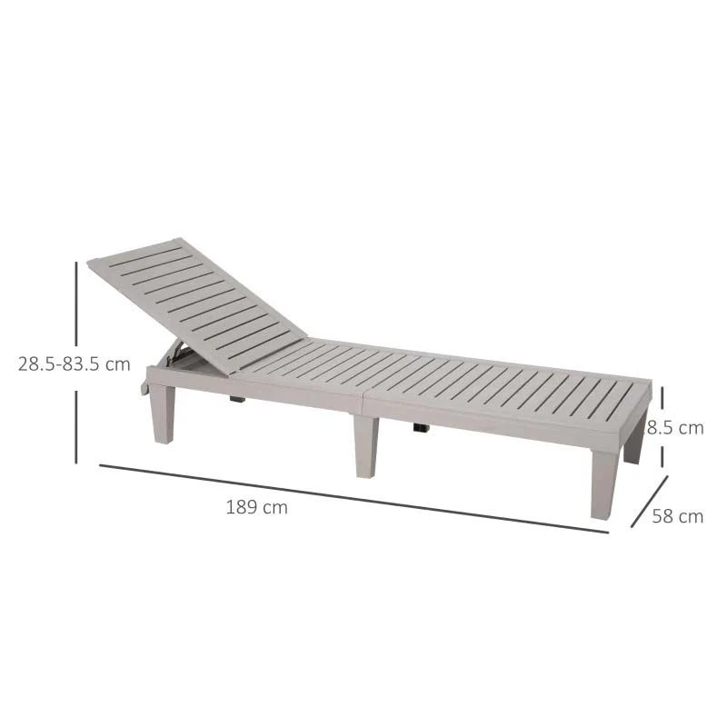 Outsunny 2 Piece Reclining Sun Lounger Set - Khaki - 84B-548V70 - Image 3