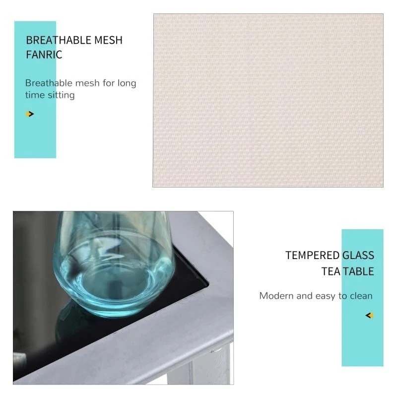 Outsunny 3 Piece Sun Lounger Set With Table - White - 84B-570CW - Image 6