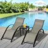 Outsunny 3 Piece Sun Lounger Set With Table - Grey - 84B-570GY