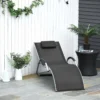 Outsunny Sun Lounger With Pillow - Black - 84B-572BK