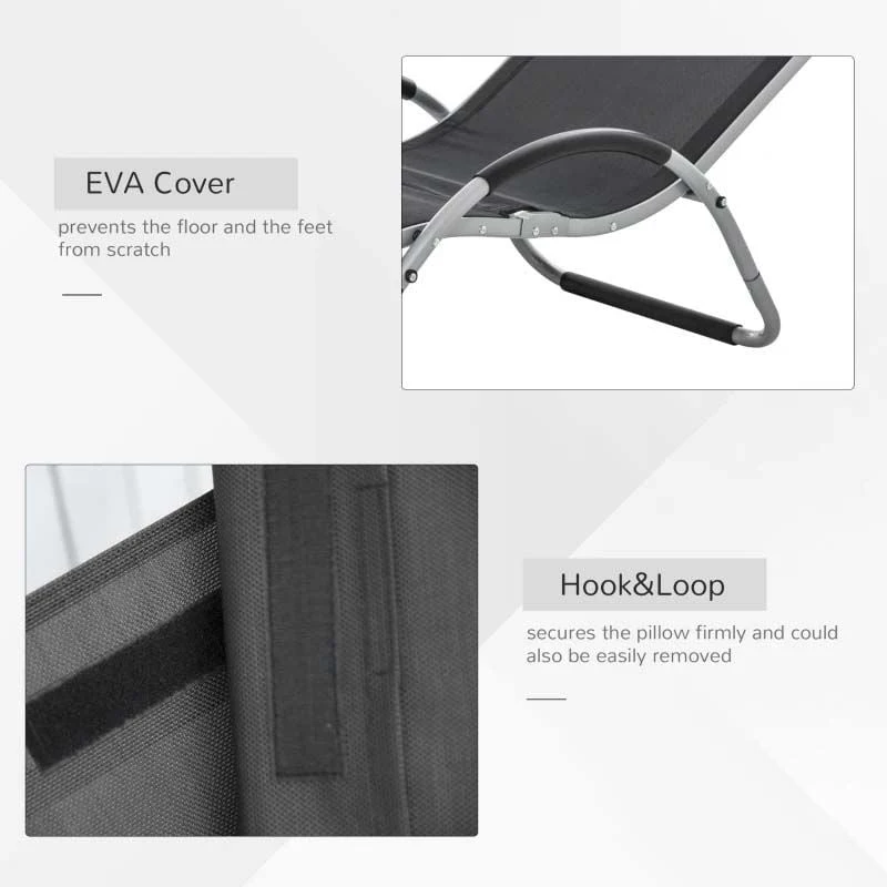 Outsunny Sun Lounger With Pillow - Black - 84B-572BK - Image 4