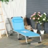 Outsunny Reclining Sun Lounger With Pillow - Blue - 84B-592V70BU