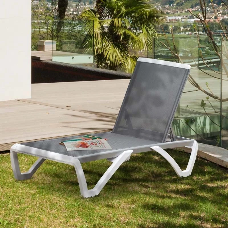 Outsunny Reclining Sun Lounger - Grey - 84B-595GY - Image 8