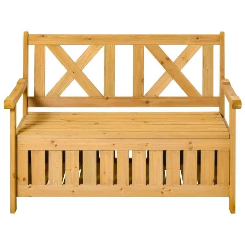 Outsunny 2-Seater Wooden Garden Bench With Storage - 84B-597 - Image 2