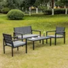 Outsunny 4-Seater Metal Garden Furniture Set - Grey - 84B-642V70CF