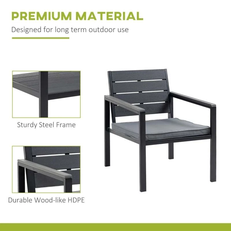 Outsunny 4-Seater Metal Garden Furniture Set - Grey - 84B-642V70CF - Image 4