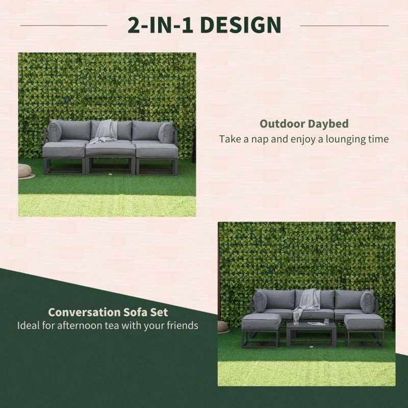 Outsunny 3-Seater Metal Garden Furniture Set - Grey - 84B-656 - Image 4