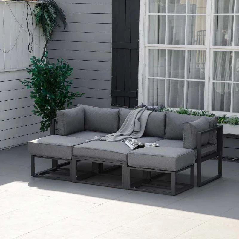 Outsunny 3-Seater Metal Garden Furniture Set - Grey - 84B-656 - Image 10