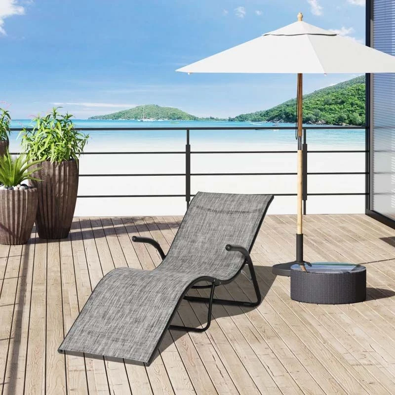Outsunny Garden Sun Lounger - Grey - 84B-669
