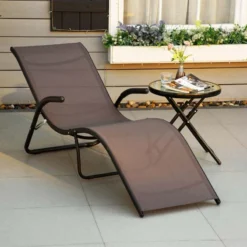 Outsunny Garden Sun Lounger - Brown - 84B-669BN