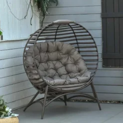 Outsunny Folding Egg Chair With Soft Cushion - Brown - 84B-670V70