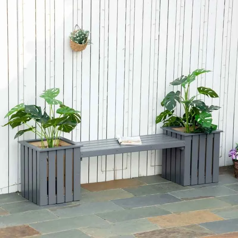 Outsunny 2 Seater Wooden Garden Bench - Grey - 84B-677GY - Image 10