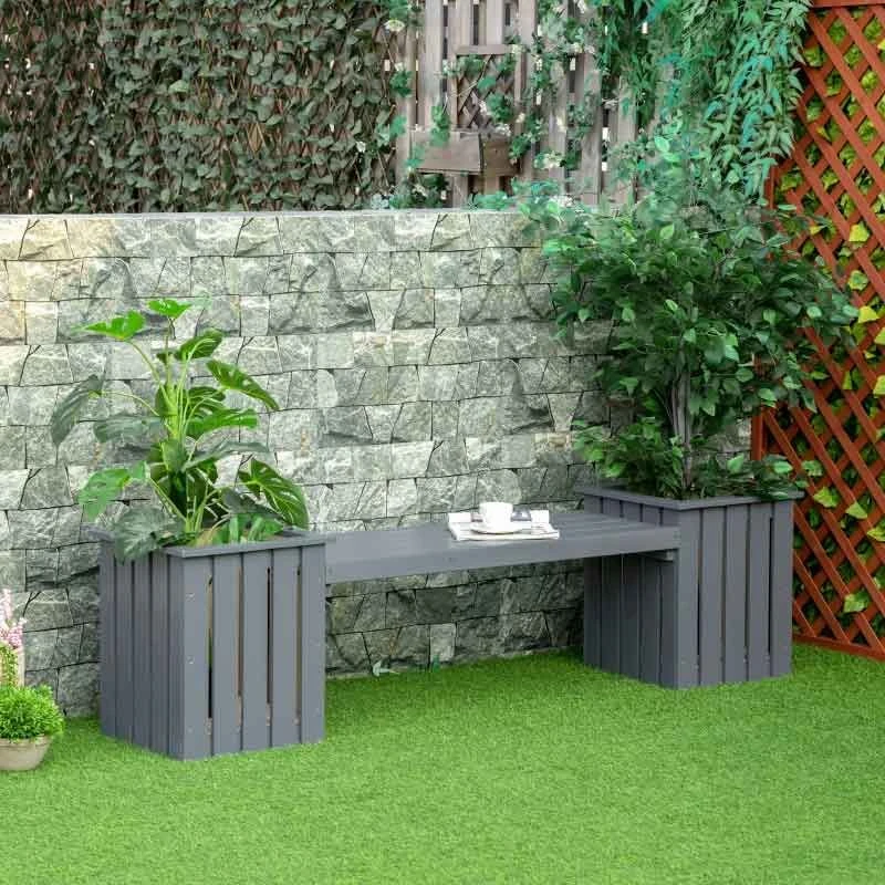 Outsunny 2 Seater Wooden Garden Bench - Grey - 84B-677GY