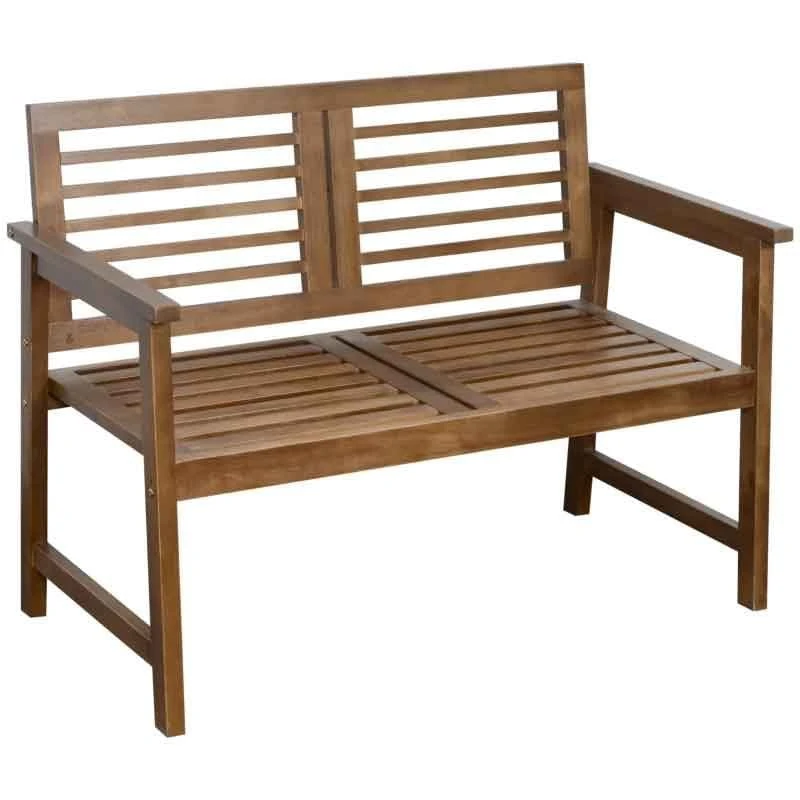 Outsunny 2-Seater Wooden Garden Bench - Brown - 84B-689 - Image 2