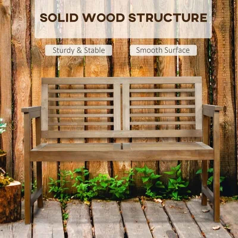 Outsunny 2-Seater Wooden Garden Bench - Brown - 84B-689 - Image 6