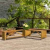 Outsunny Wooden Garden Corner Bench - Brown - 84B-724