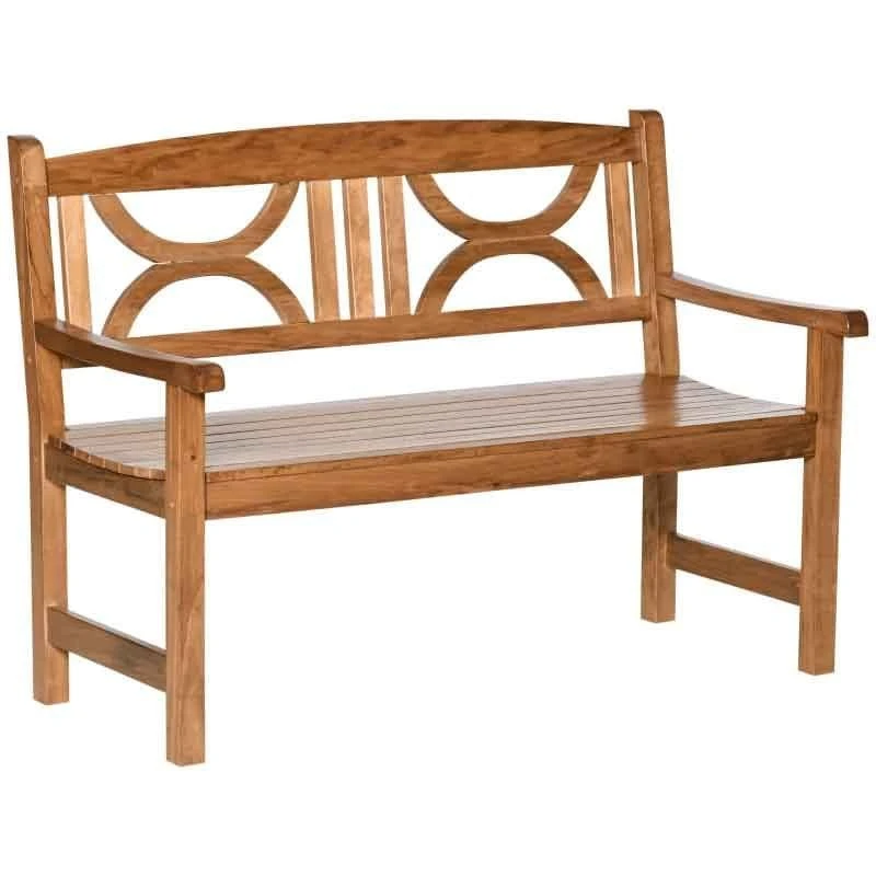 Outsunny 2-Seater Wooden Garden Bench - Natural - 84B-738ND - Image 2