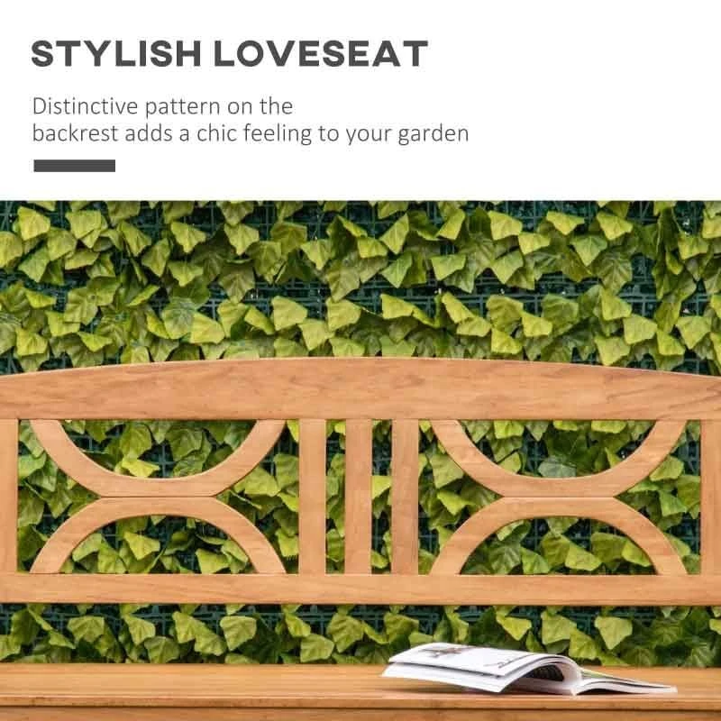 Outsunny 2-Seater Wooden Garden Bench - Natural - 84B-738ND - Image 4