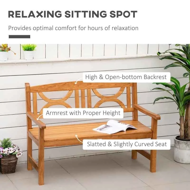 Outsunny 2-Seater Wooden Garden Bench - Natural - 84B-738ND - Image 5