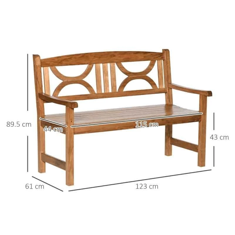 Outsunny 2-Seater Wooden Garden Bench - Natural - 84B-738ND - Image 3
