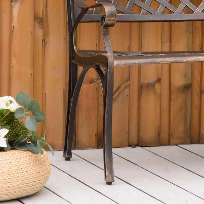 Outsunny 2-Seater Aluminium Garden Bench - Bronze - 84B-744 - Image 9