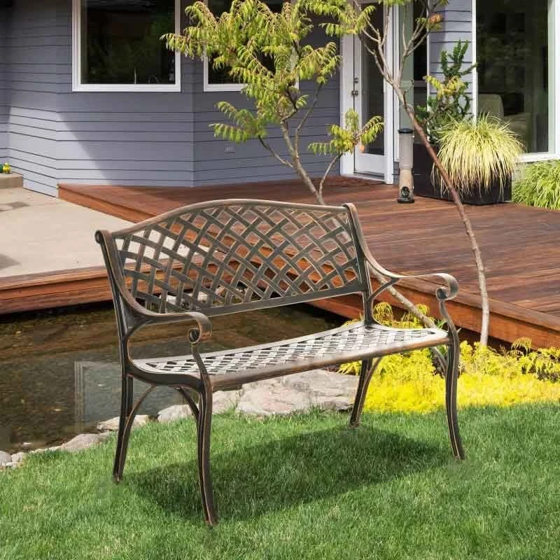 Outsunny 2-Seater Aluminium Garden Bench - Bronze - 84B-744