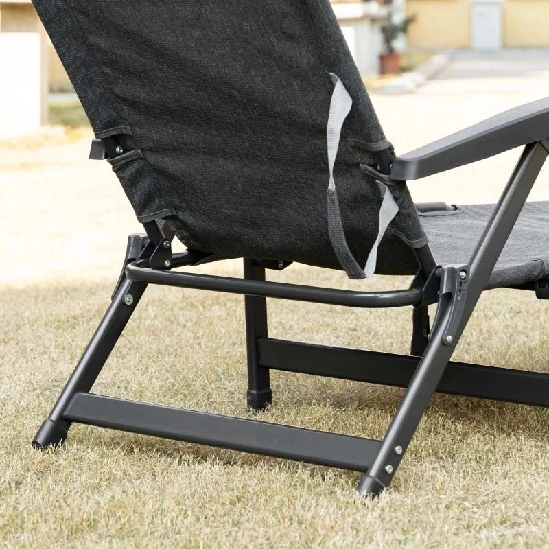 Outsunny Reclining Sun Lounger With Pillow - Grey - 84B-770V70CG - Image 8