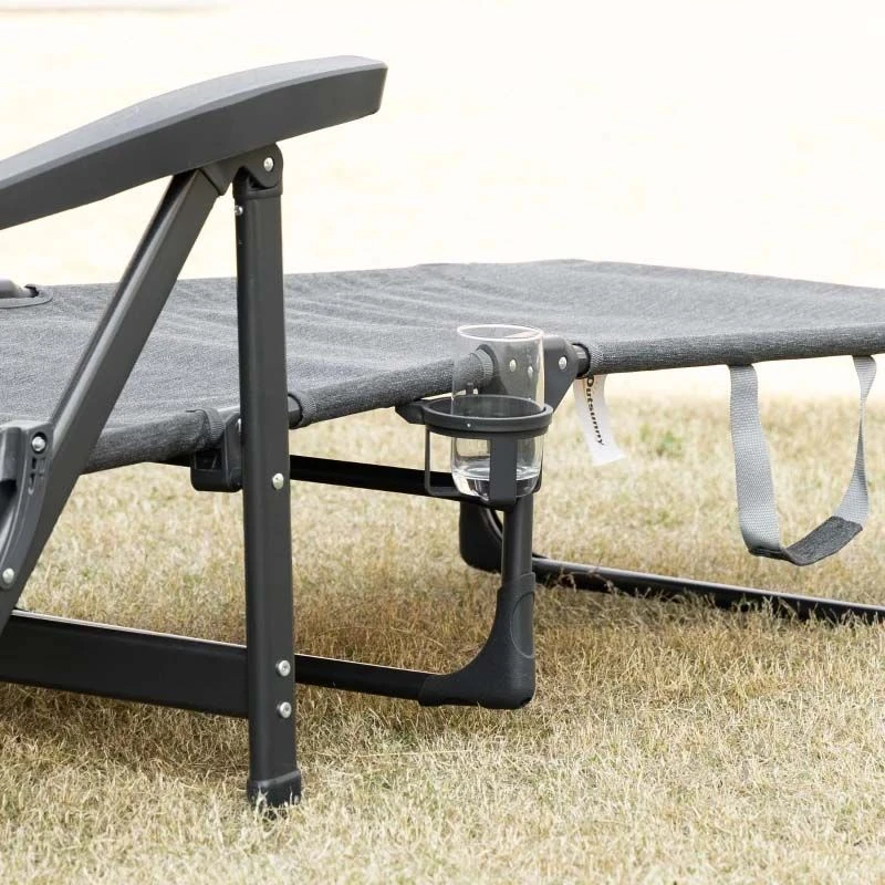 Outsunny Reclining Sun Lounger With Pillow - Grey - 84B-770V70CG - Image 9