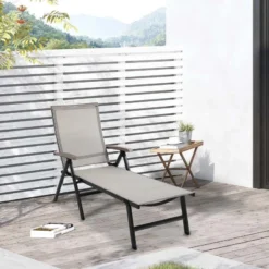 Outsunny Reclining Sun Lounger - Grey - 84B-792
