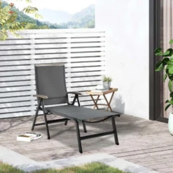 Outsunny Reclining Sun Lounger - Grey - 84B-792CG