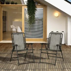 Outsunny 2 Piece Garden Chair Set - Grey - 84B-811GY