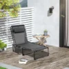 Outsunny Reclining Sun Lounger With Pillow - Grey - 84B-812BK