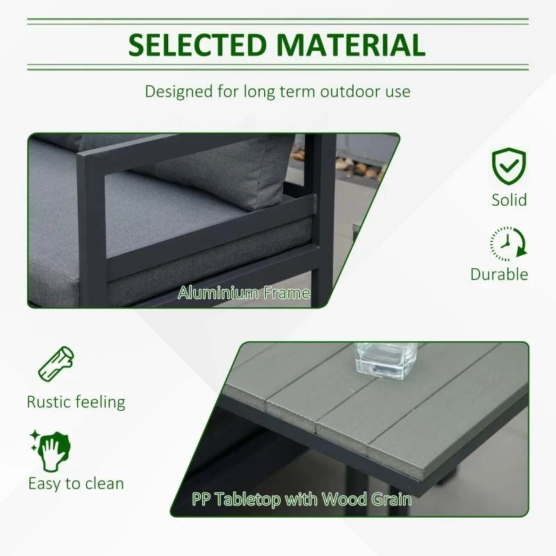 Outsunny 5 Piece L-shaped Garden Furniture Set - Grey - 84B-817V70CG - Image 6