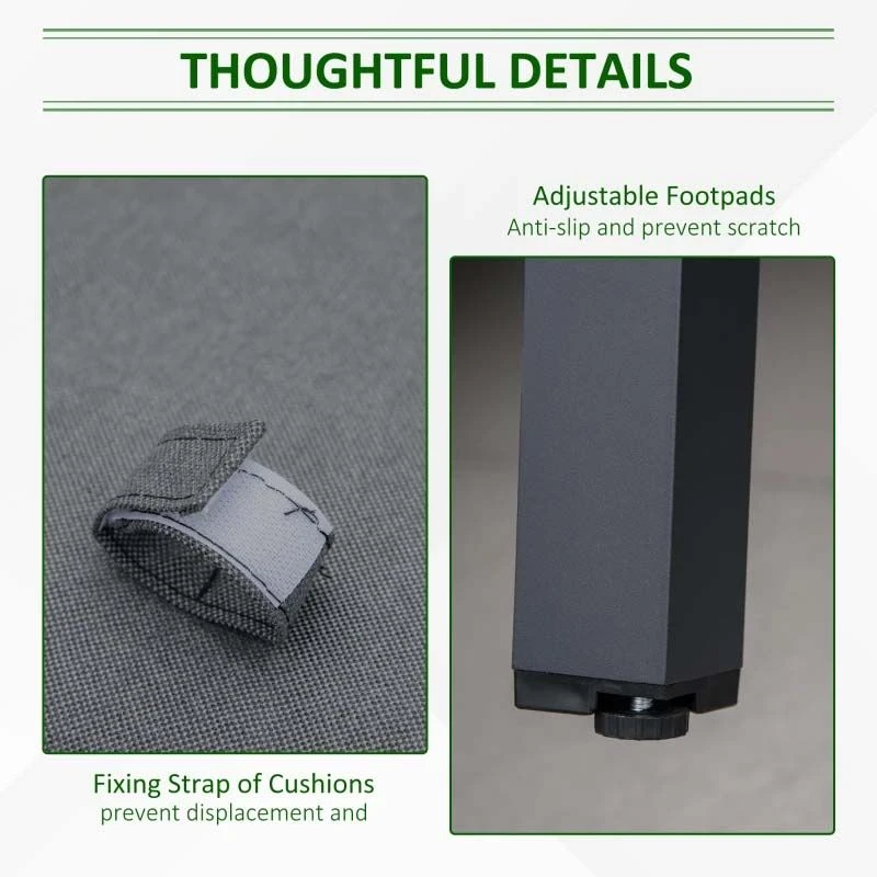 Outsunny 5 Piece L-shaped Garden Furniture Set - Grey - 84B-817V70CG - Image 7