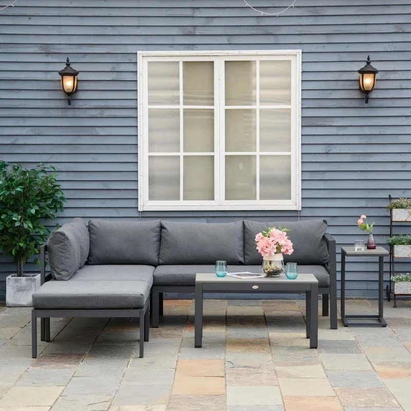 Outsunny 5 Piece L-shaped Garden Furniture Set - Grey - 84B-817V70CG - Image 9
