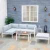 Outsunny 5 Piece L-shaped Garden Furniture Set - Grey/White - 84B-817V70WT