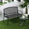 Outsunny 2-Seater Metal Garden Bench - Lawn Grey - 84B-825
